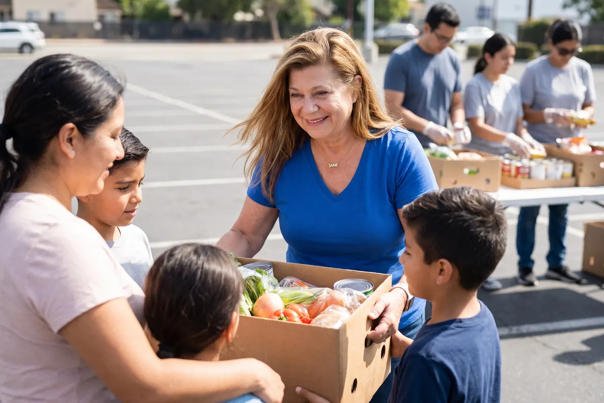 Jane Un volunteering at a community food drive